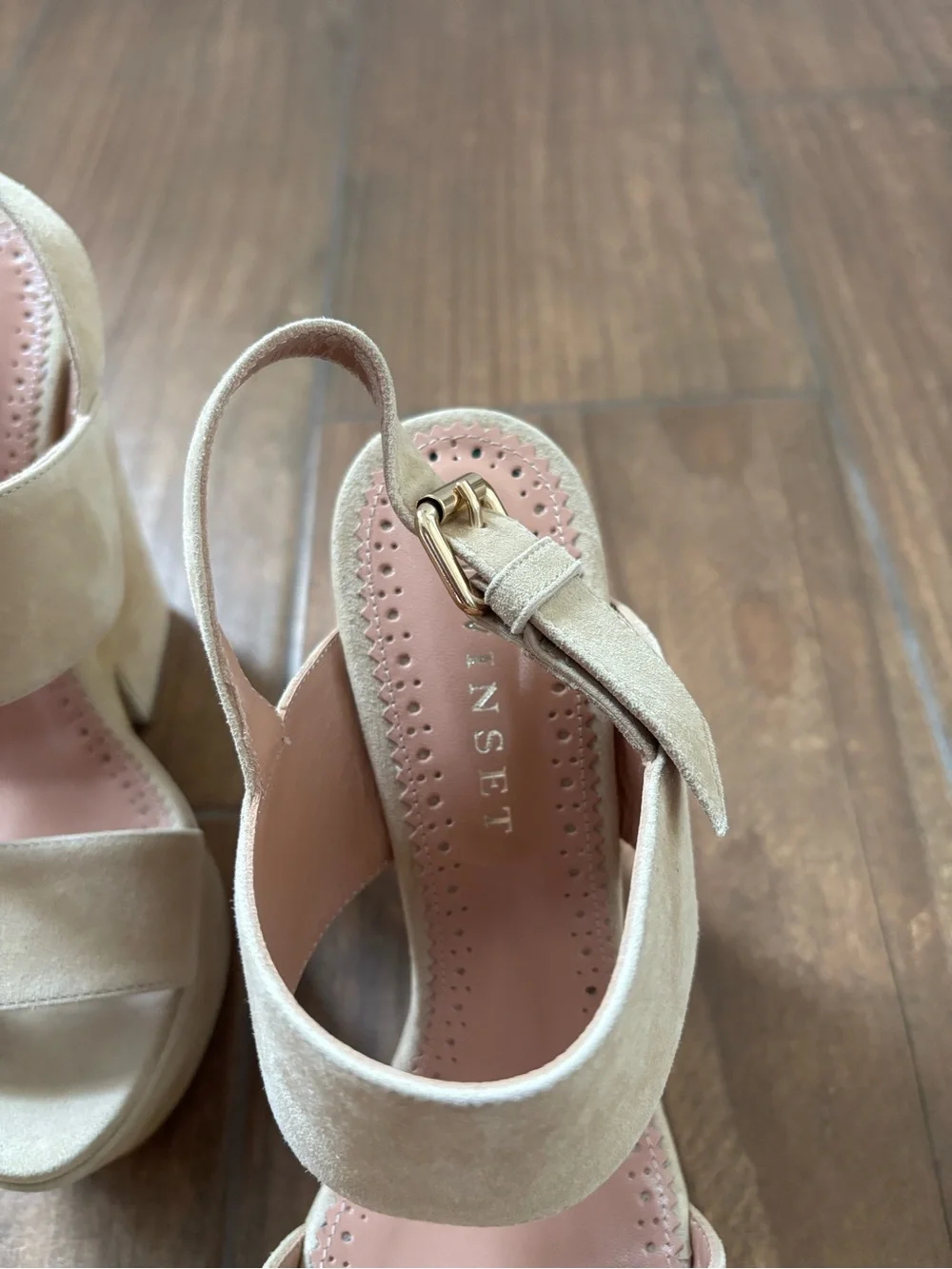 Twin-Set Beige Suede Platform Sandals